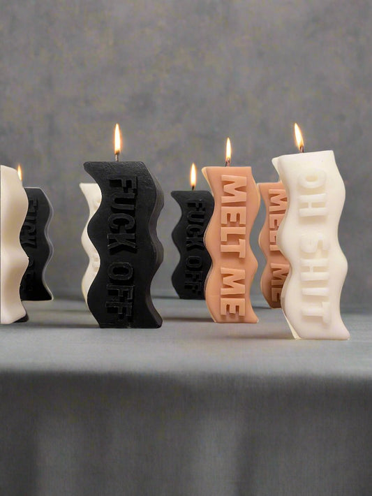 Wavy Pillar Scented Candles - Melt me, Fuck off, Oh shit