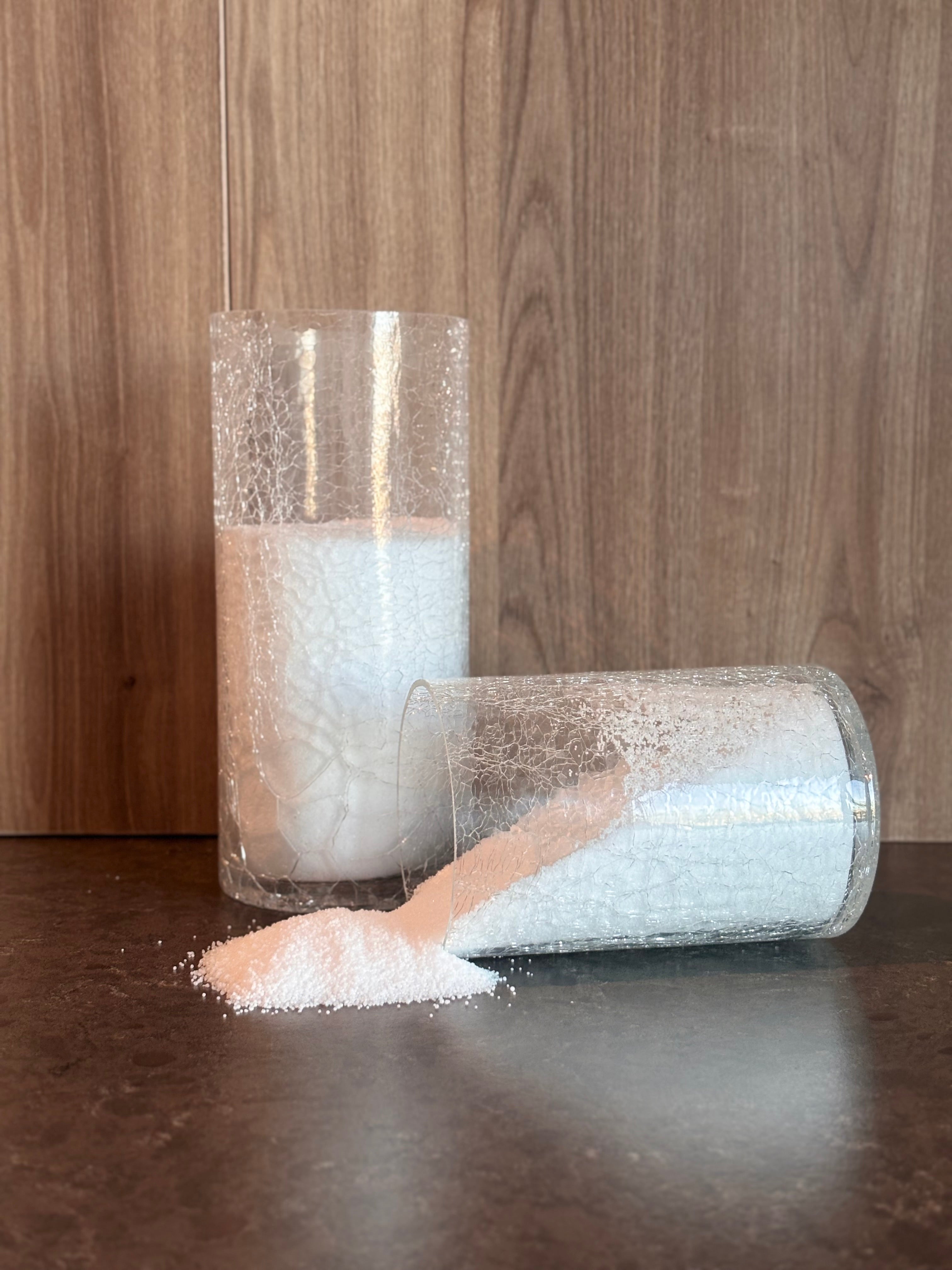 Pearled Candle in Cracked Glass Jars - Set of 2