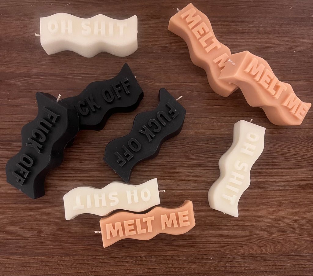 Wavy Pillar Scented Candles - Melt me, Fuck off, Oh shit