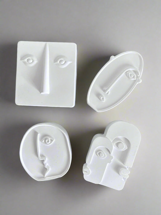 Abstract face sculpture art décor / Face decorative sculpture ornament Set of 4