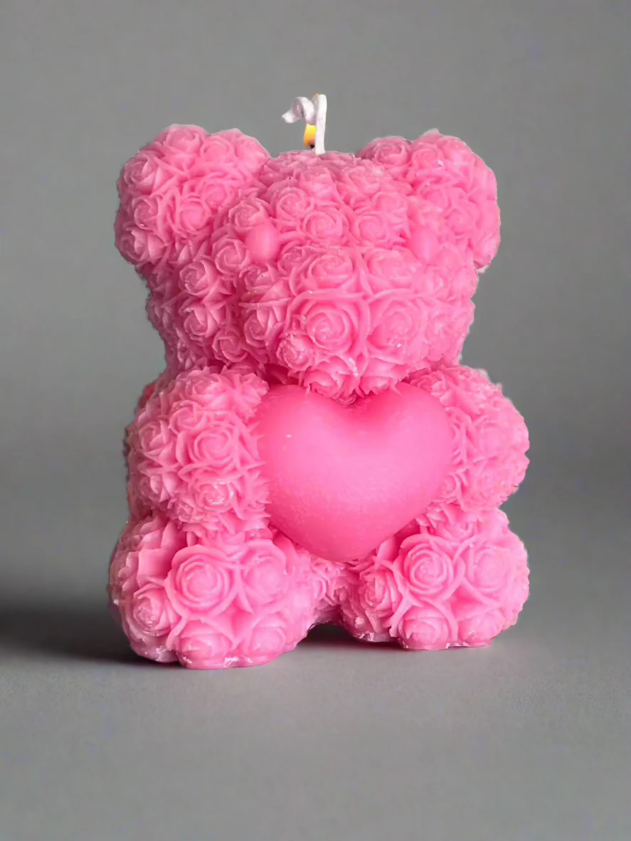 Floral Teddy Candle