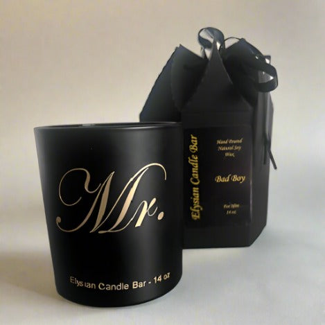 "Mr." A Black Jar Candle for Him - Muscular scented candles 14 oz