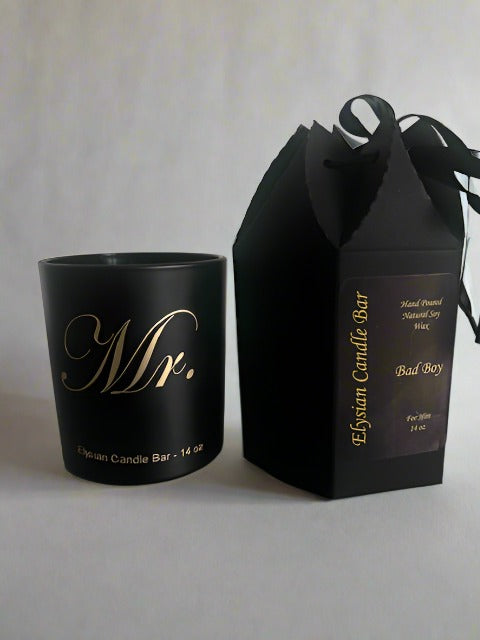 "Mr." A Black Jar Candle for Him - Muscular scented candles 14 oz