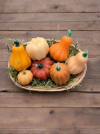 Pumpkin Harvest Candles Basket (set of 7)