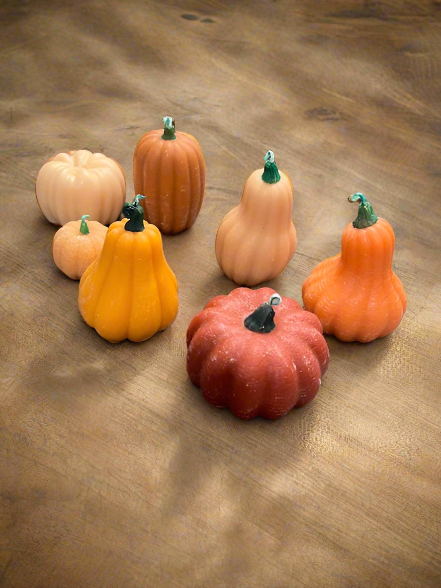 Pumpkin Harvest Candles Basket (set of 7)