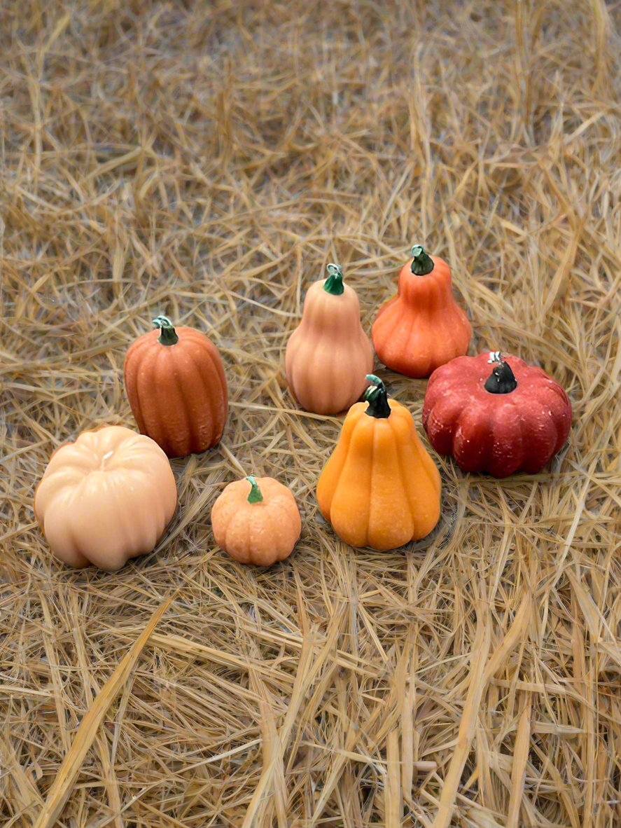 Pumpkin Harvest Candles Basket (set of 7)