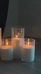 Pearled Candle in Cracked Glass Jars - Set of 2