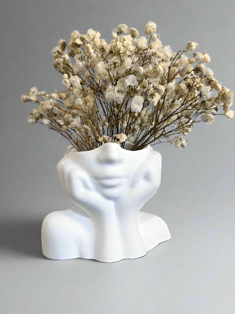 Ceramic Face Vase Artistic Head Vase for Decoration Women Face